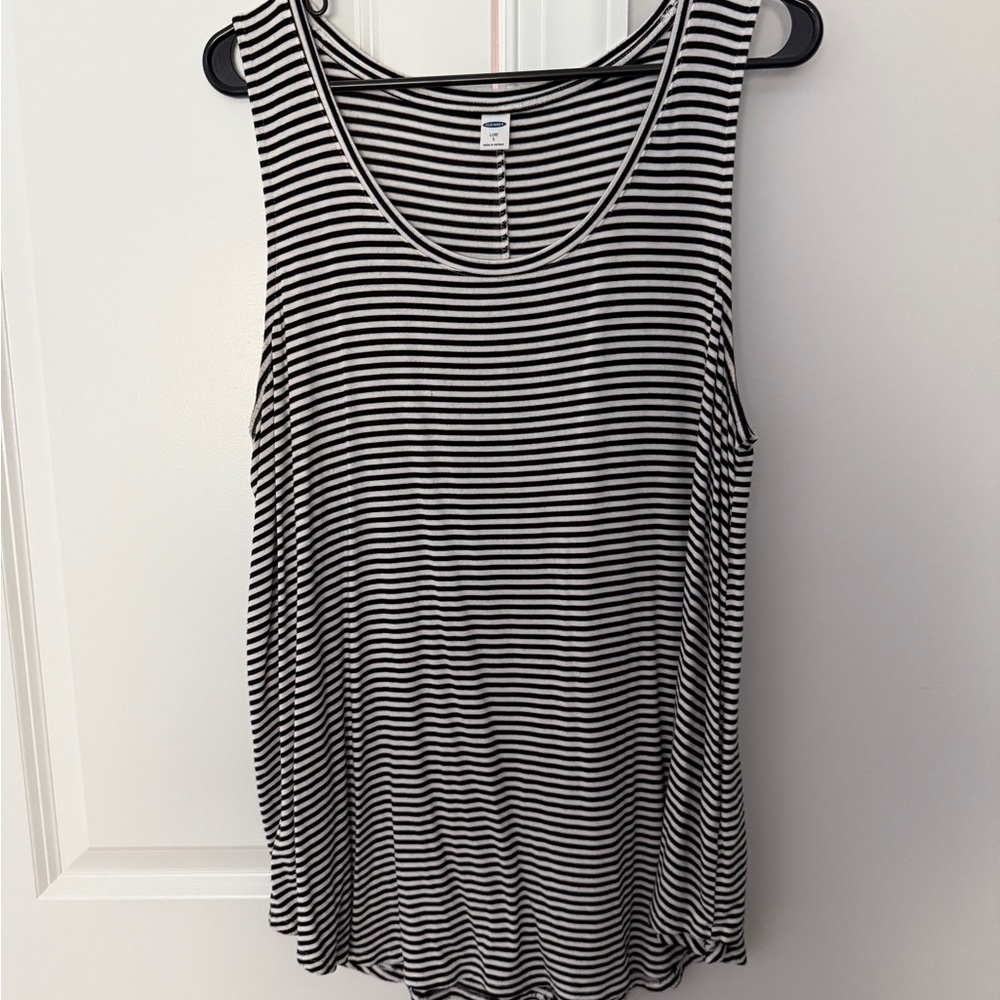Old Navy Black and White Striped Tank Top